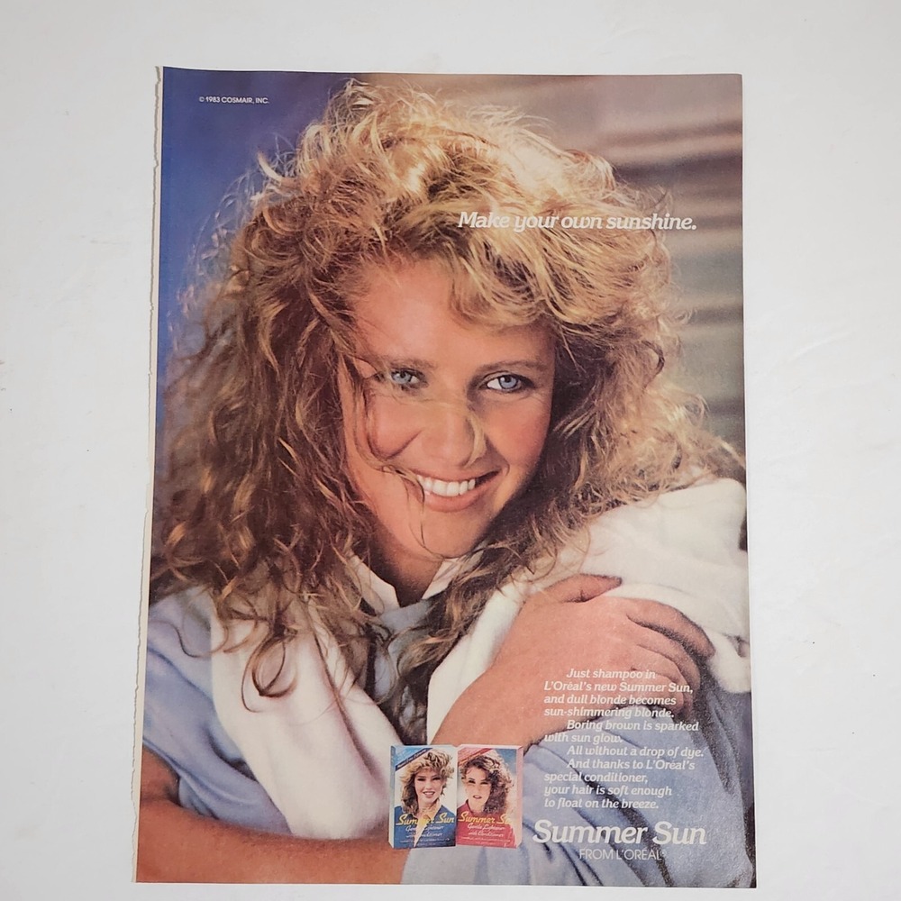 Vintage 1983 L'Oreal Summer Sun Print Ad Make Your Own Sunshine 8x10.5 Original